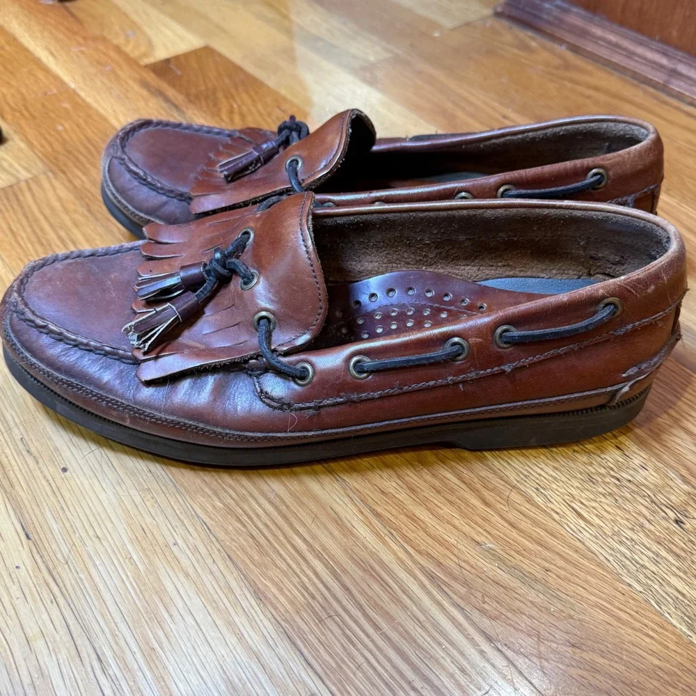 Bass Henry Brown Leather Kiltie Tassel‎ Boat Shoes Mens 10W Made in Brazil